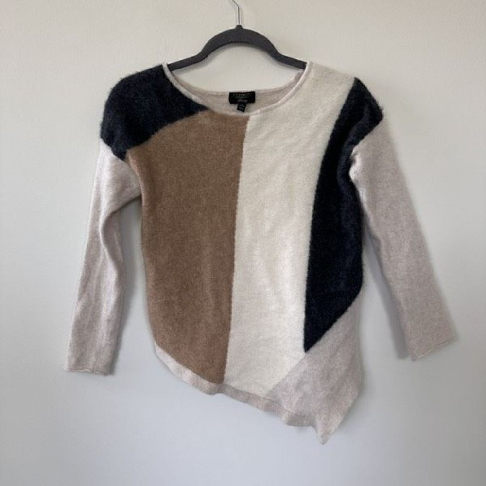Charter Club‎ Luxury 100% Cashmere Asymmetrical Color Block Sweater L